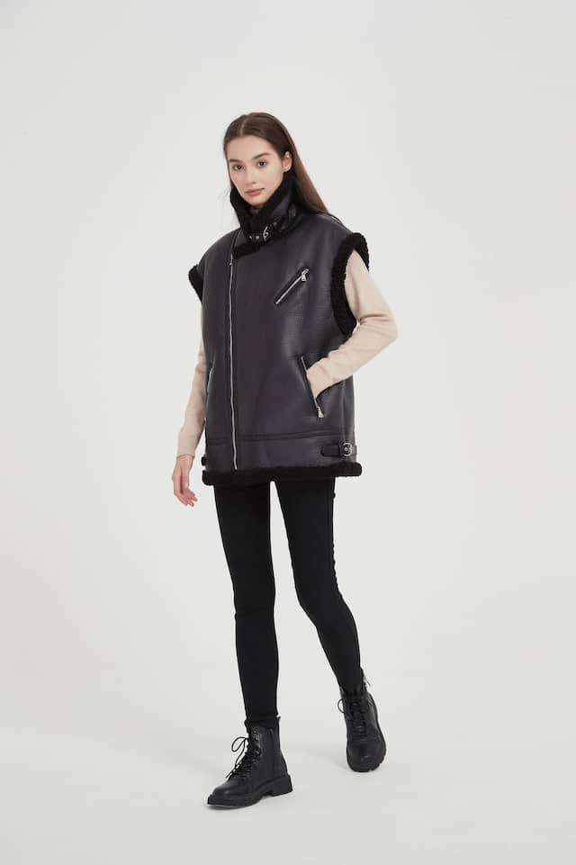 Lady's PU&FUR COAT AND VEST