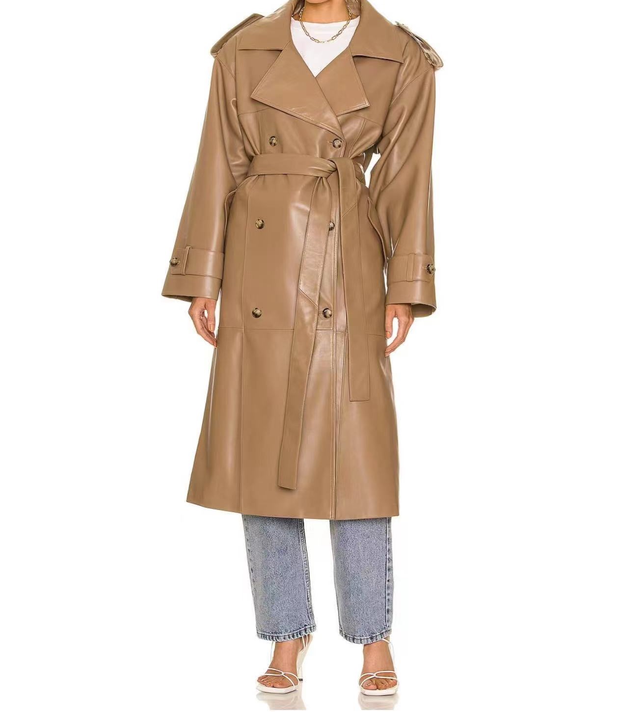 WOMEN'S PU LONG COAT