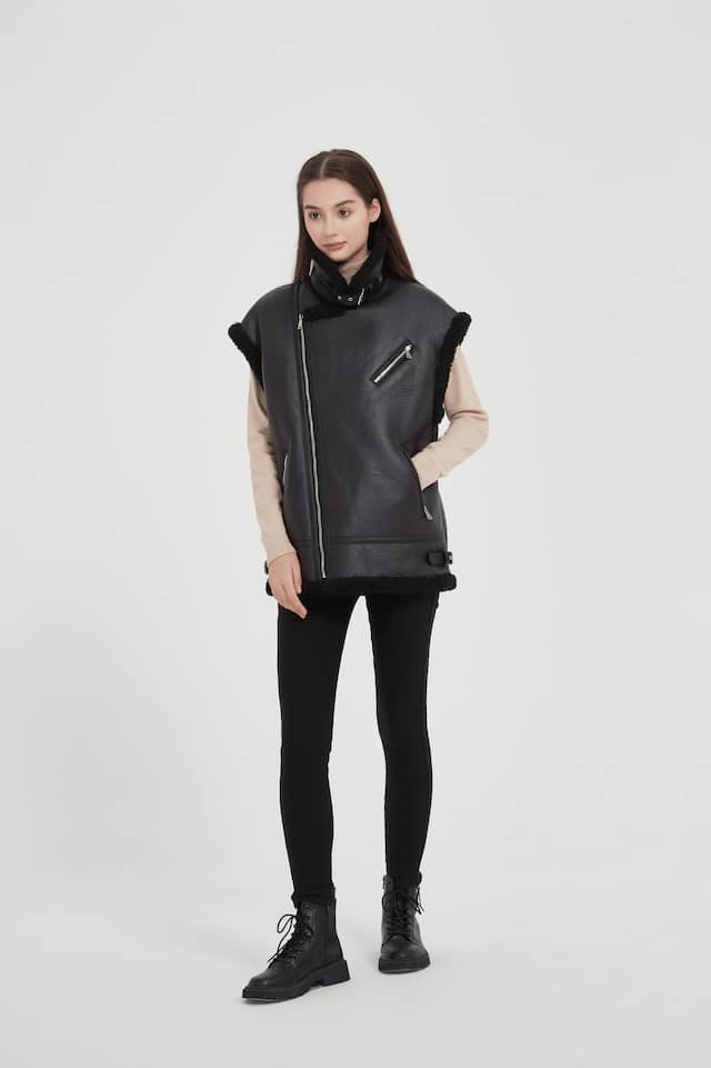 Lady's PU&FUR COAT AND VEST